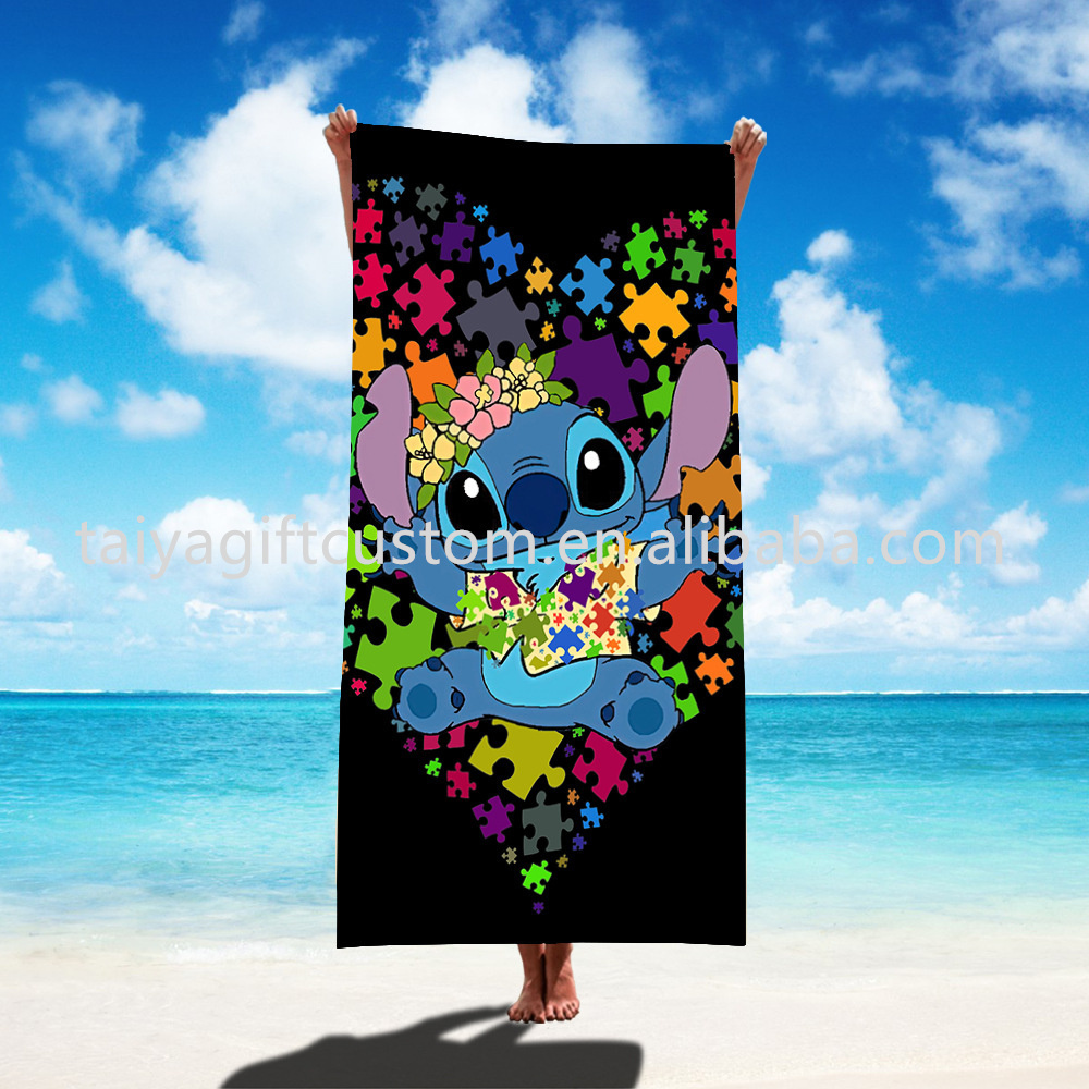 Wholesale Cheap Microfiber Stitch Print Custom Quick Dry China OEM Promotional Super soft Beach Towels