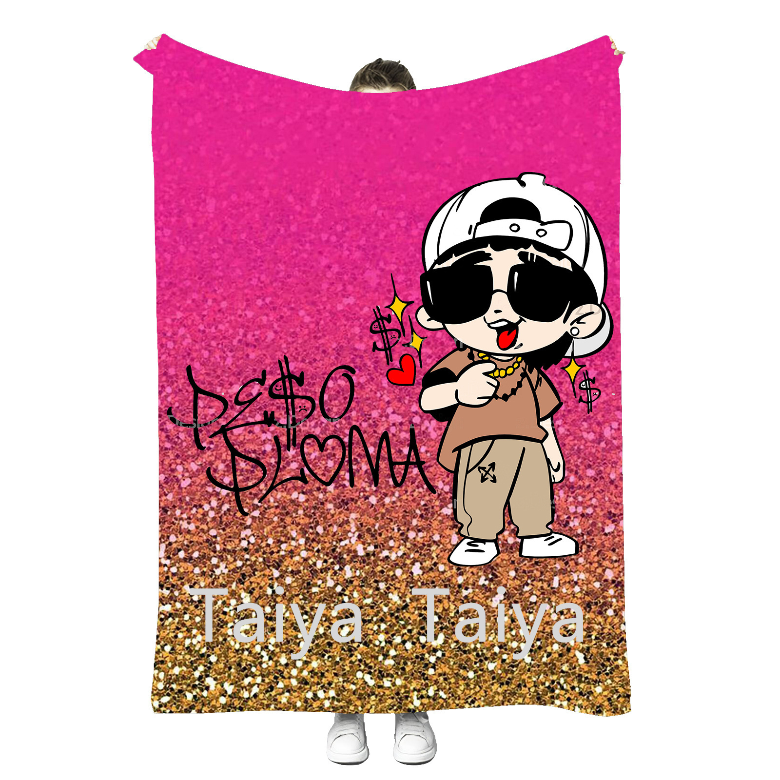 2024 new arrival Peso Pluma karol g Sublimation Flannel fleece travel throw blanket Printed High quality custom blankets