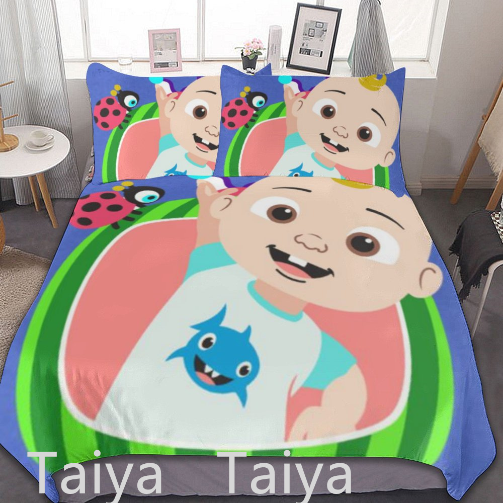 Small Quantity Customized printing cartoon cute cocomelon Bedding Duvet Cover Quilt Set