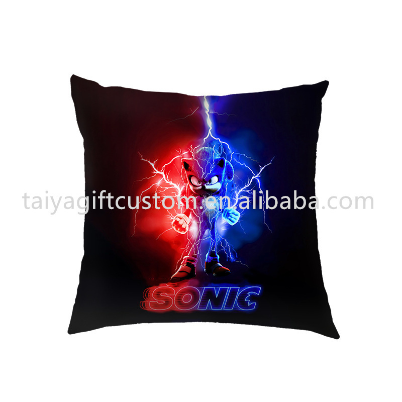 Manufacturers direct sale cartoon TY-sonic pillowcase custom logo sequin Cotton Polyester Cushion Throw Pillows Case