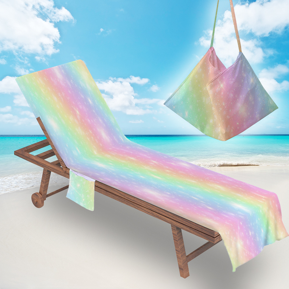 Taiya Wholesale Custom Microfiber Printed Rainbow Swimming Pool Beach Towel Lounge Chair Cover With Pockets