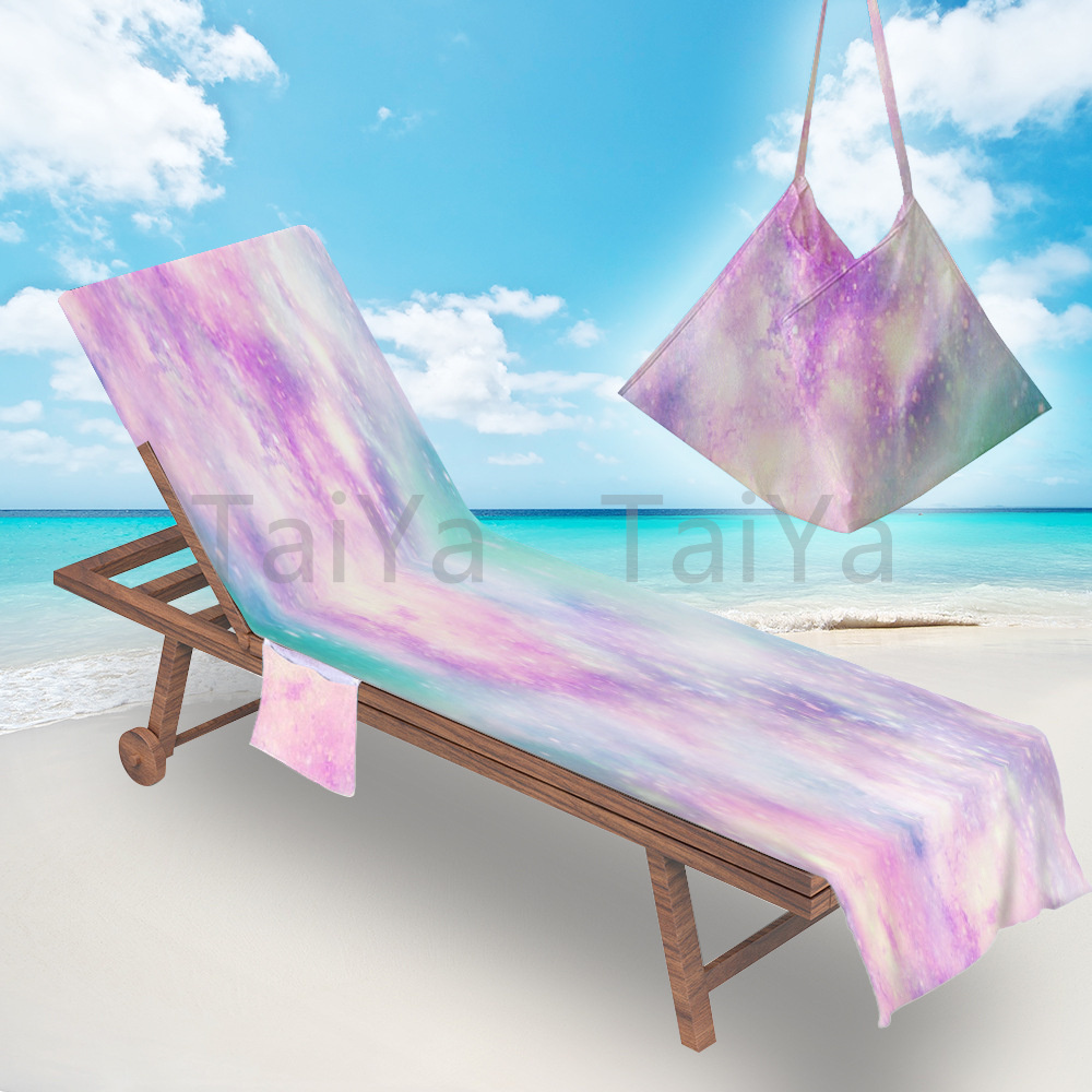 Taiya Wholesale Custom Microfiber Printed Rainbow Swimming Pool Beach Towel Lounge Chair Cover With Pockets