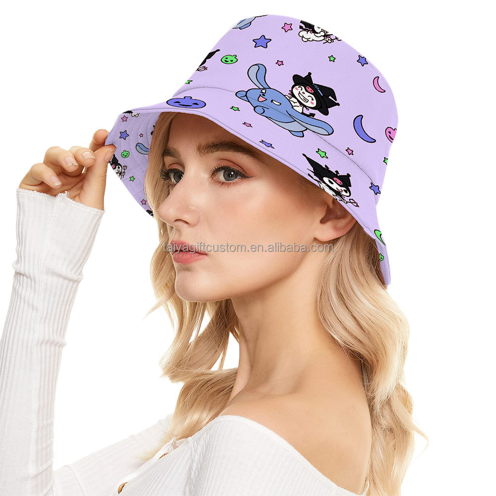 Kulomi Stitch KT cartoon fisherman hat female summer sun protection outdoor casual all-match Wide Brim sun Bucket Fisherman Hat