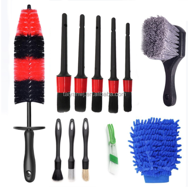 Car Clarning 12pcs Vehicle Auto Wheel Clean Brush Set Car Detailing Brush Car Washing Tool Kit