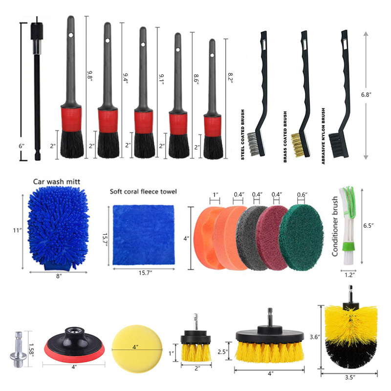 26PCS Car Cleaning Kit Detailing Brushes Set Auto Exterior Interior Dust Cleaner