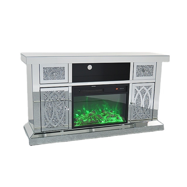 Top Quality Floating Crystal Electric Mirrored Crushed Diamond Fireplace For Sale