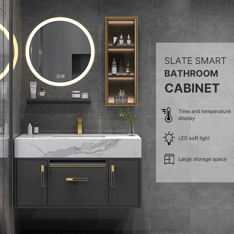 cheaper price simple design aluminium bathroom storage cabinet wall mounted modern slate bathroom cabinet vanity