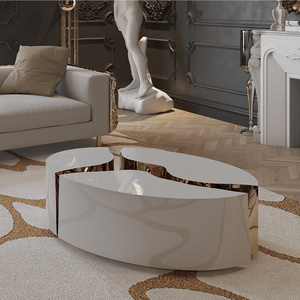 Italian style luxury modern design home living room furniture mirrored coffee table set center table