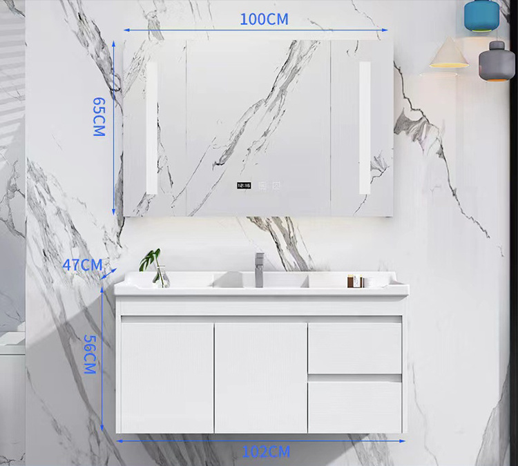 New Intelligent Mirror Solid Wooden Vanity Wall Mounted LED Bathroom Cabinet  Washroom Furniture