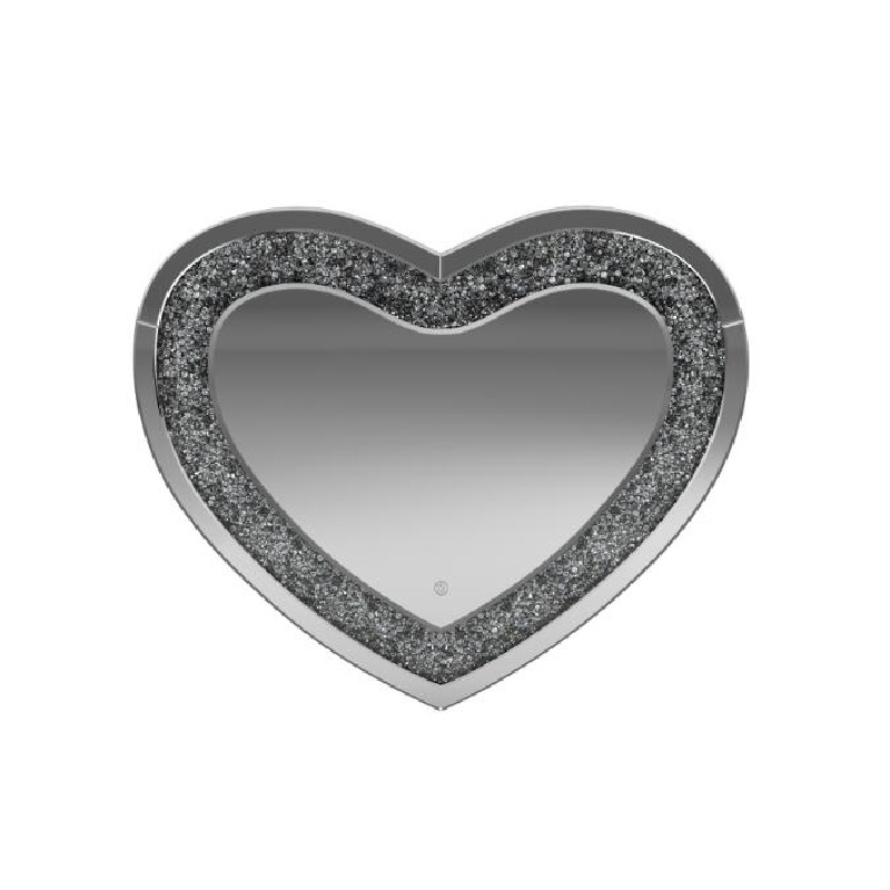 Modern Hot Sparkable Ornate Vanity Crushed Diamond Heart Shaped Crystal Wall Mirror