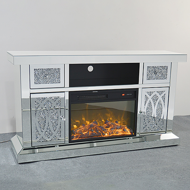 Top Quality Floating Crystal Electric Mirrored Crushed Diamond Fireplace For Sale