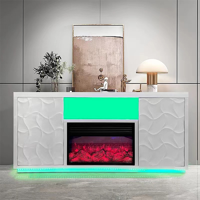 high-quality Home Decor TV Stand Mirrored Fireplace with 5 colours crystal  Heater with 3 Vivid Colours  marble fireplace