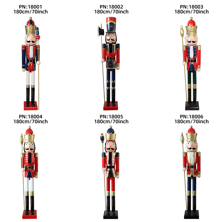 Popular Hot Sell 180cm 6ft Christmas Wooden Life Size Nutcracker for Xmas Decor