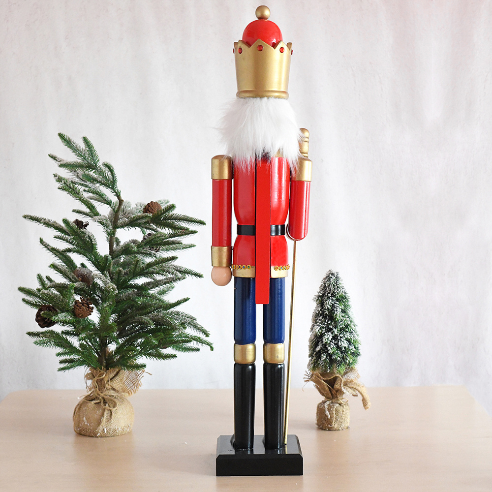 Wholesale Customize Handcraft 90cm 3ft Wooden Nutcracker Ornaments for Outdoor Christmas Decoration