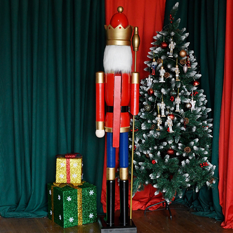 Popular Hot Sell 180cm 6ft Christmas Wooden Life Size Nutcracker for Xmas Decor