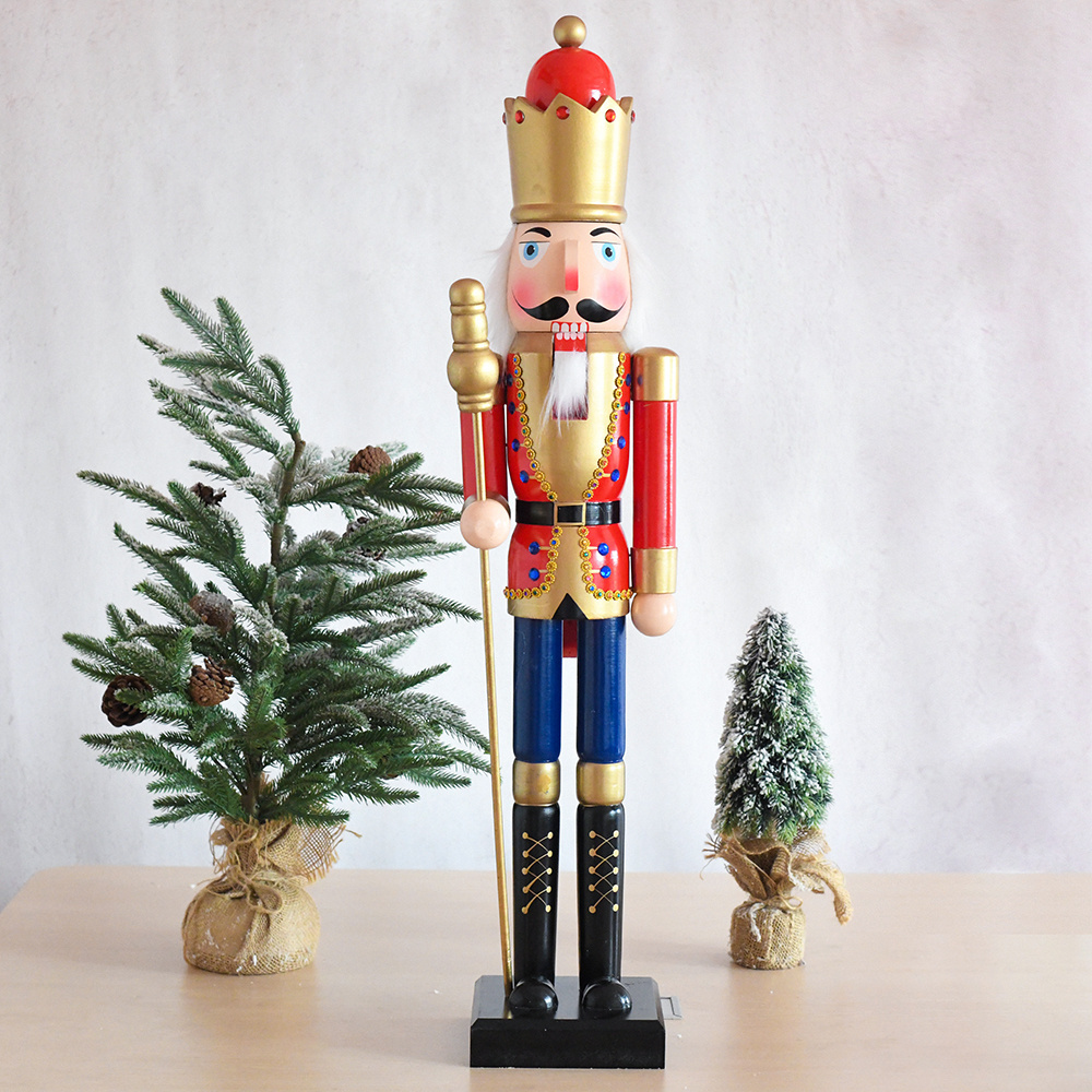 Wholesale Customize Handcraft 90cm 3ft Wooden Nutcracker Ornaments for Outdoor Christmas Decoration