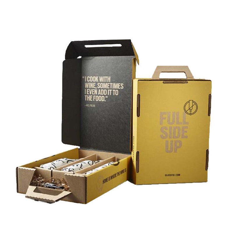 High quality recycle big wine bottle carton shipping box for packaging