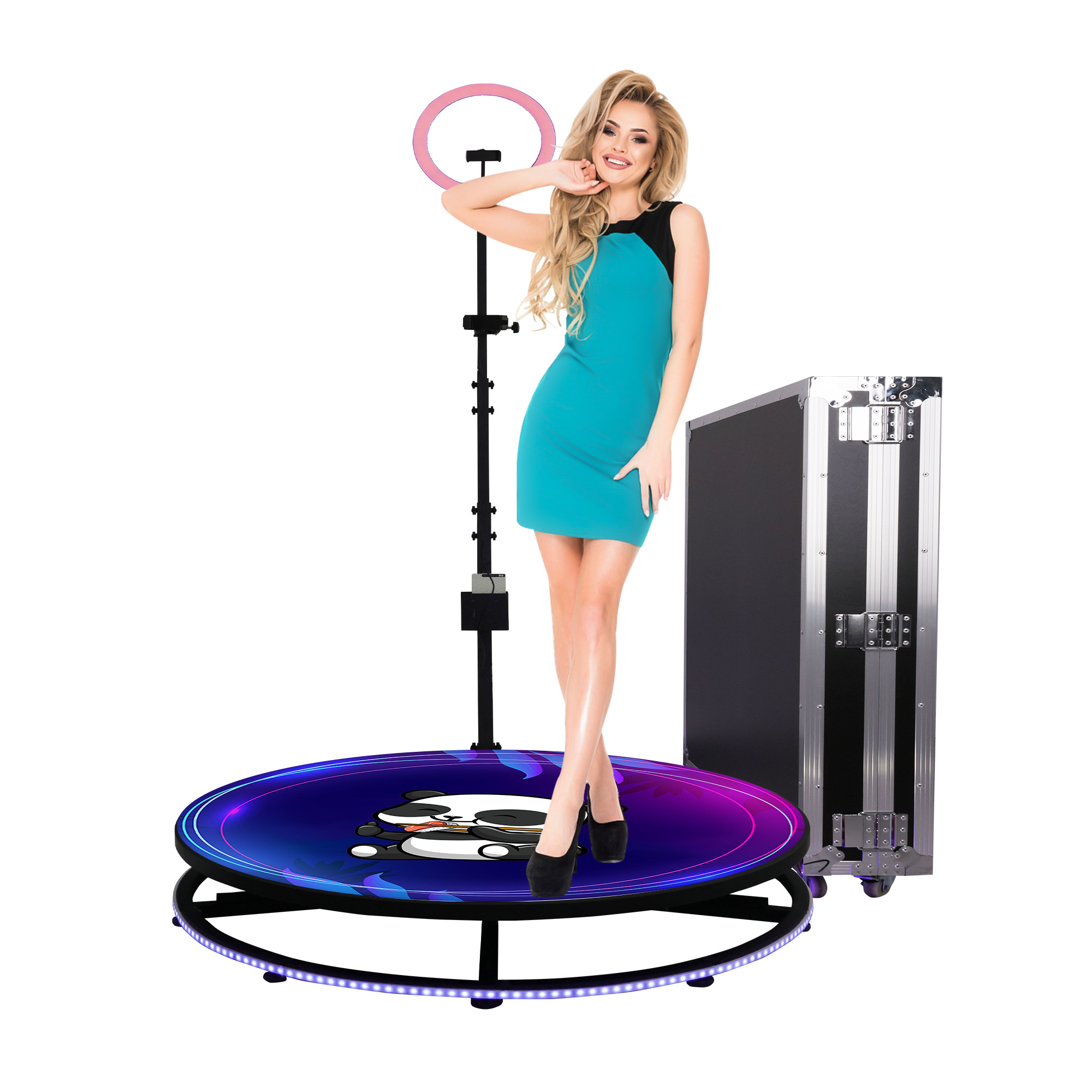 Rossmine High Quality 360 Degree Selfie Slow Motion Video Portable Photobooth 360 Photo Booth Automatic Camera Rotating Platform