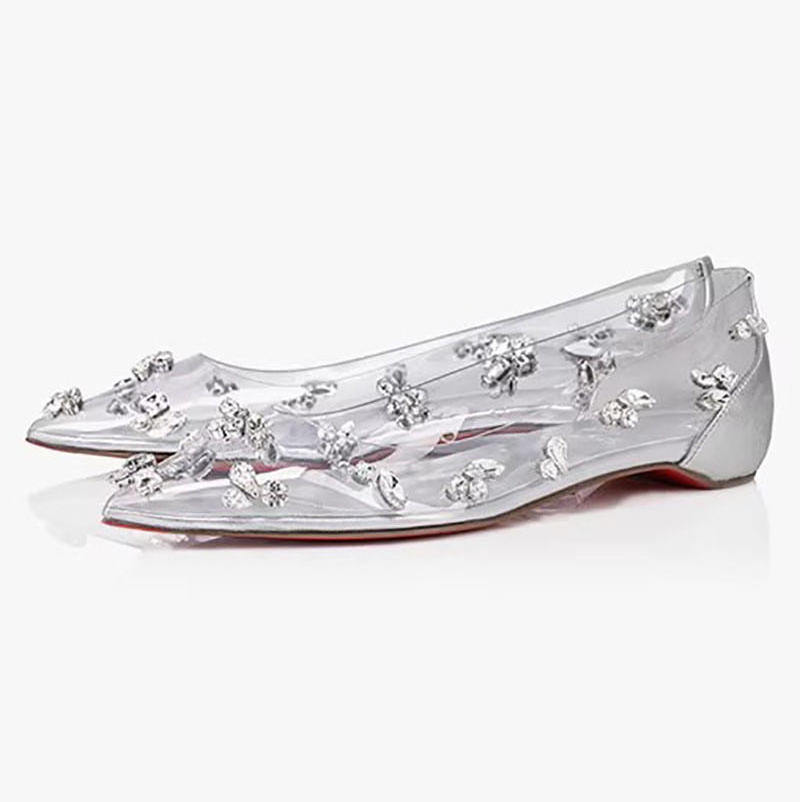 Taiyu Women Flat Shoes Ladies the New Transparent Diamond Design Strong Sense Design Flat Shoes Doll Shoes for Women Flat