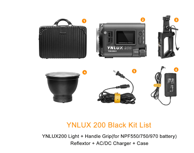 YONGNUO LUX200 YNLUX200 200W 2700K-6500K Bowens Mount Handheld Outdoor LED Light with Handle Power Adapter