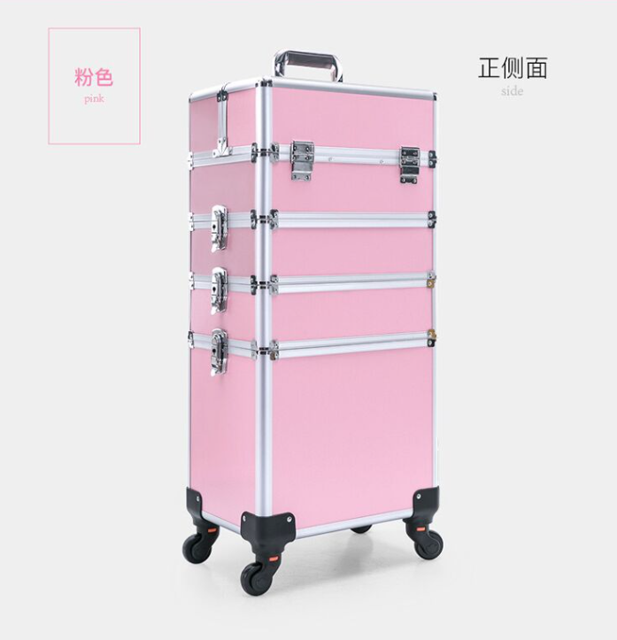 Makeup Trolley Suitcase Detachable 4in1 Travel Briefcase for Nail Manicure on Wheels Lockable Salon Large Capacity Storage Case