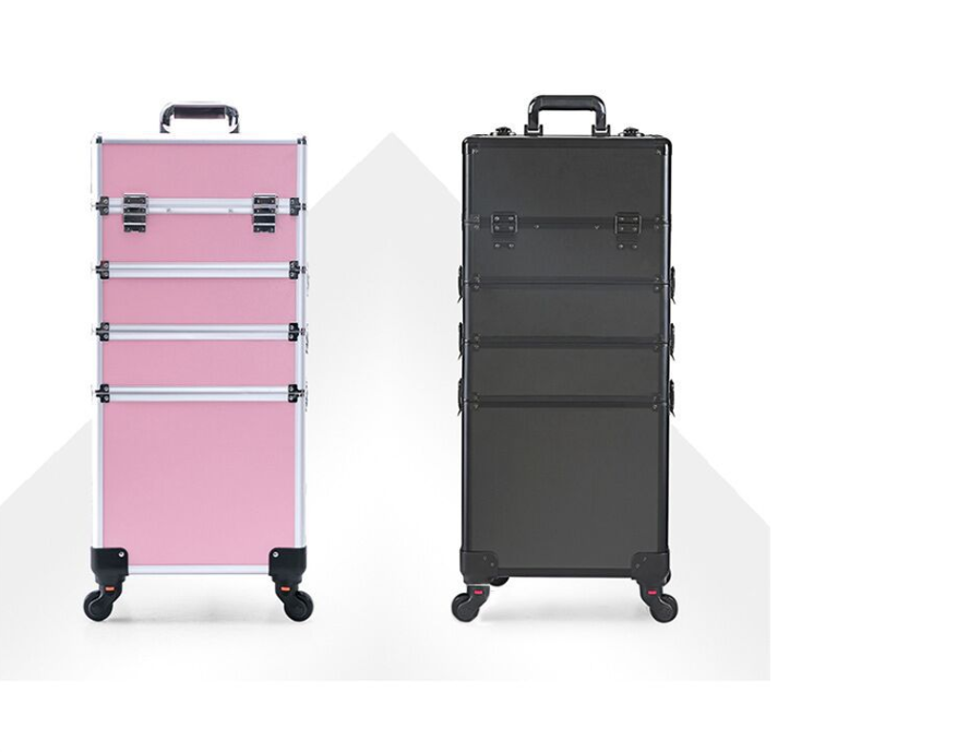 Makeup Trolley Suitcase Detachable 4in1 Travel Briefcase for Nail Manicure on Wheels Lockable Salon Large Capacity Storage Case