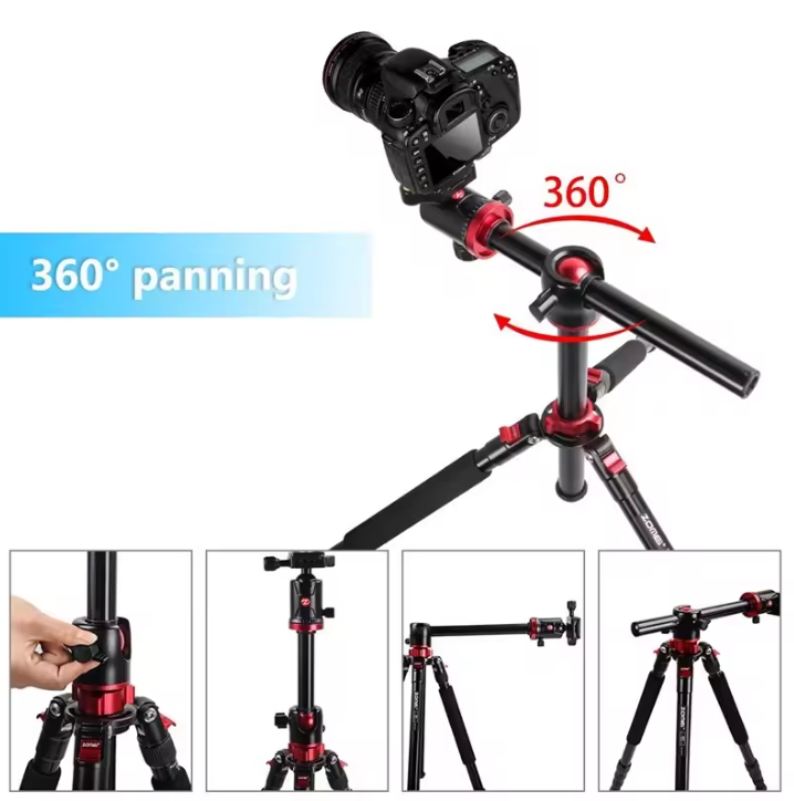 Camera Tripod Stand Aluminum Alloy Low Angle Photography Travel Tripod with Carrying Bag for DSLR Cameras