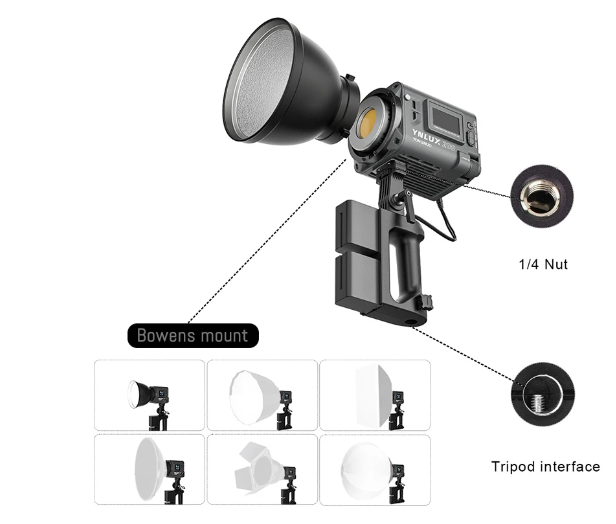 YONGNUO LUX200 YNLUX200 200W 2700K-6500K Bowens Mount Handheld Outdoor LED Light with Handle Power Adapter