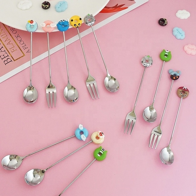 Creative stainless steel fashion dessert ice cream fork scoop fruit fork coffee  spoon