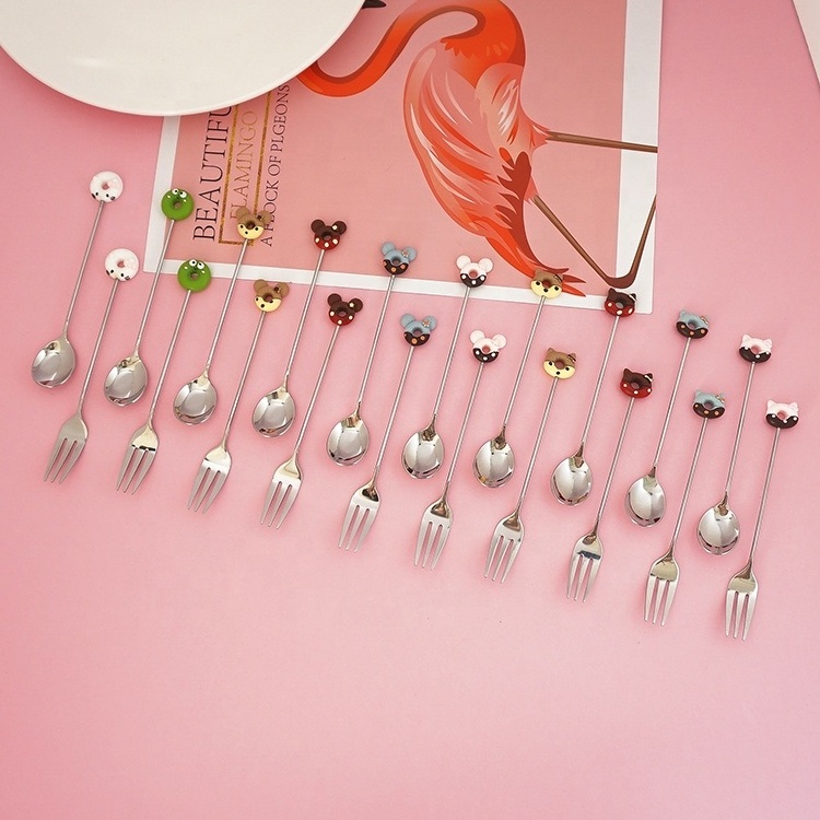 Creative stainless steel fashion dessert ice cream fork scoop fruit fork coffee  spoon