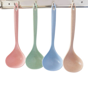 Reusable Soup Ladle Colorful Kitchen Soup Spoon Cookware Hanging Handle Gadgets Wheat Straw Plastic Utensils Scoops Plastic+pp