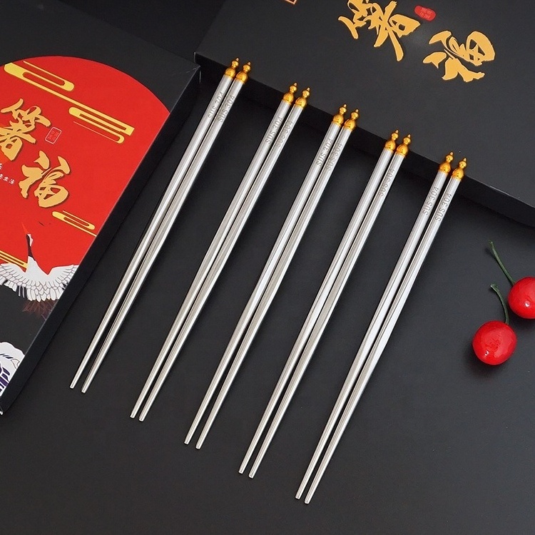 Chinese Food Grade 304 Stainless Steel Chopsticks for Festival Gift Souvenirs