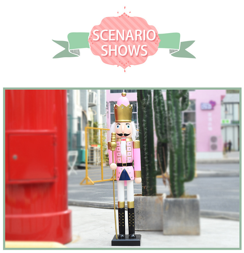 Hot selling outdoor wooden pink nutcracker for christmas decoration