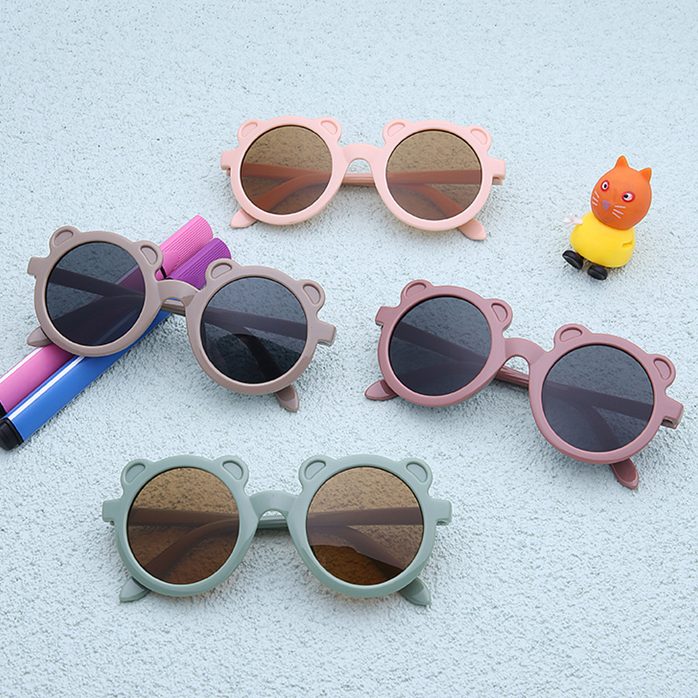 New Bear Plastic Pink Fashion Shaped Plastic Cute Love Sunglasses for Kids Sunglasses Customized Children's Irregular Sunglasses