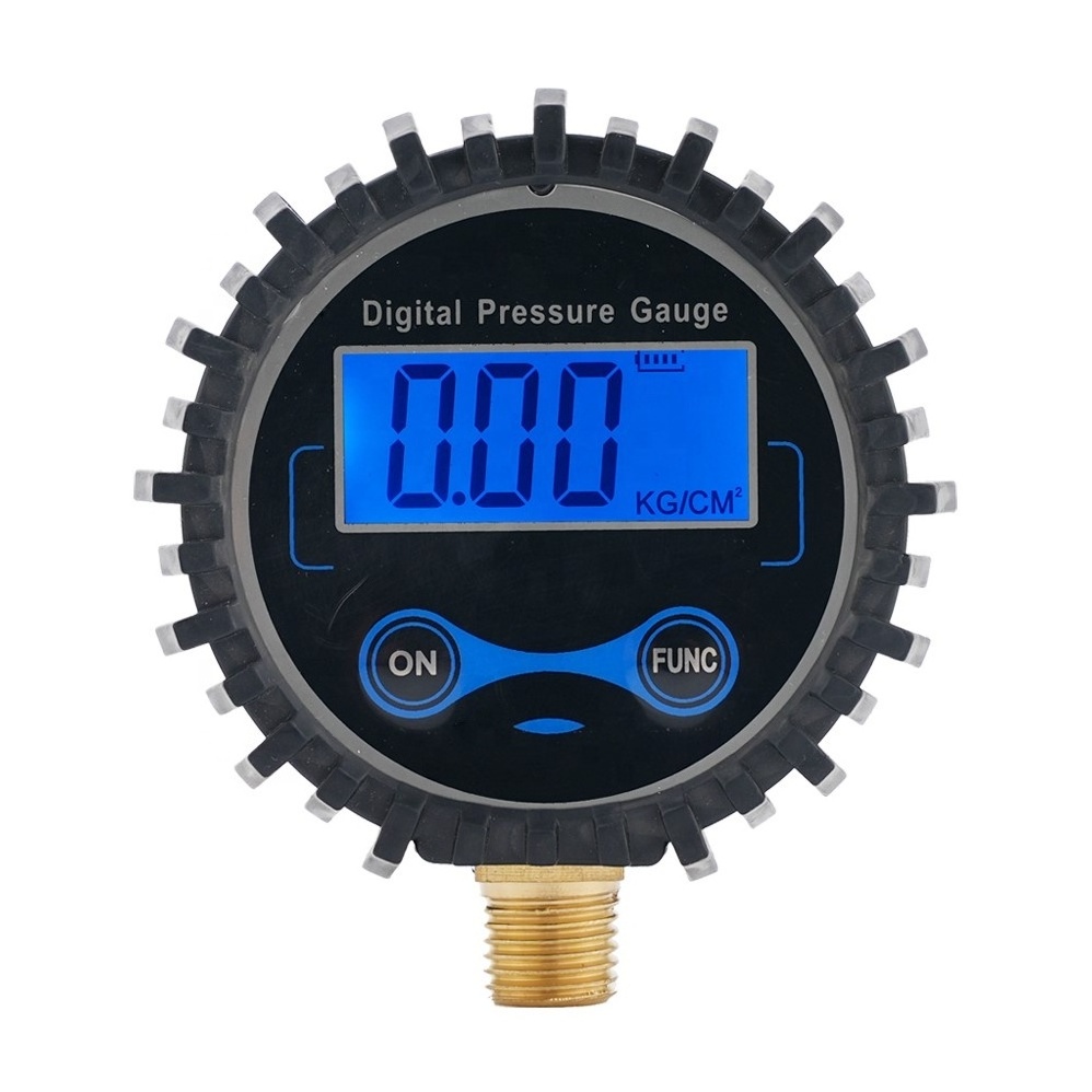 Economical Digital Tyre Pressure Gauge Easy Read LCD Display for Car Truck with 1/4''NPT Brass Connection and Rubber Protector