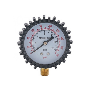 2.5'' Economical Car Truck Tire Air Pressure Gauge with Rubber Protective Case and 1/4"G Aluminum Down Connection Thread