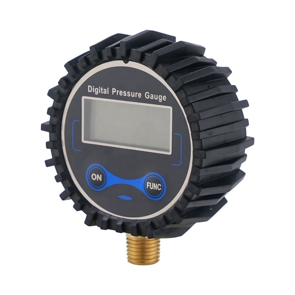 Economical Digital Tyre Pressure Gauge Easy Read LCD Display for Car Truck with 1/4''NPT Brass Connection and Rubber Protector