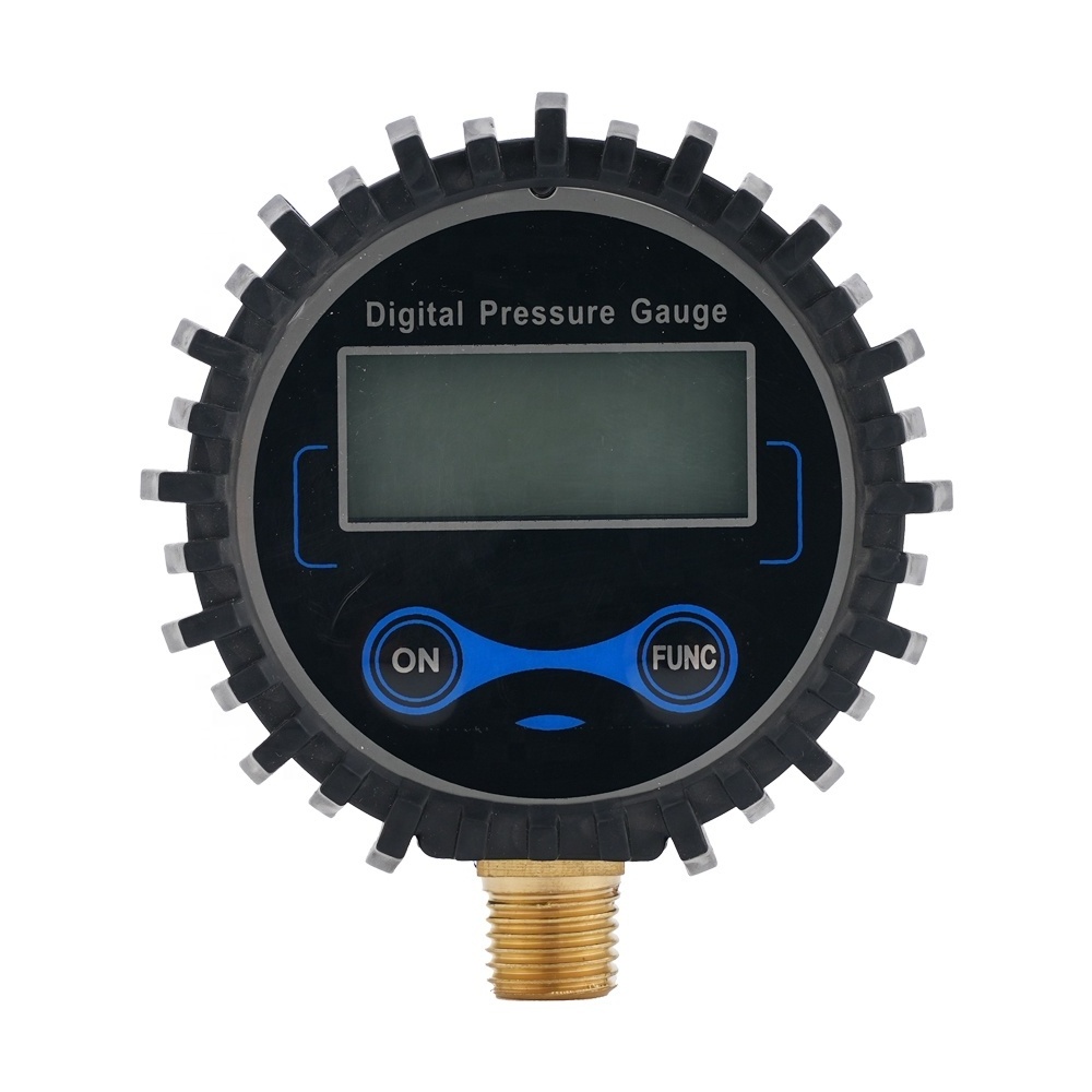 Economical Digital Tyre Pressure Gauge Easy Read LCD Display for Car Truck with 1/4''NPT Brass Connection and Rubber Protector