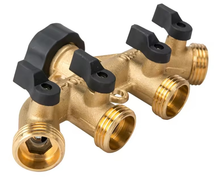 GHT soft open online hot sales profitable garden hose 4 way brass splitter