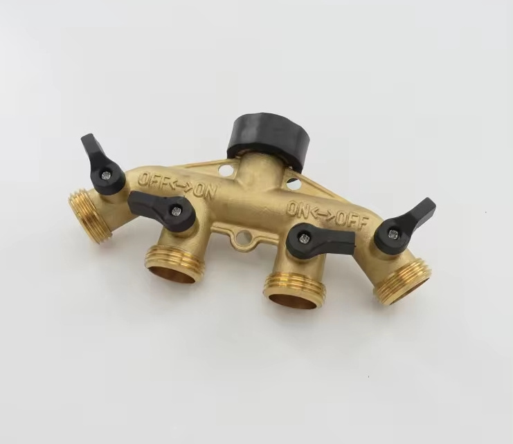 GHT soft open online hot sales profitable garden hose 4 way brass splitter