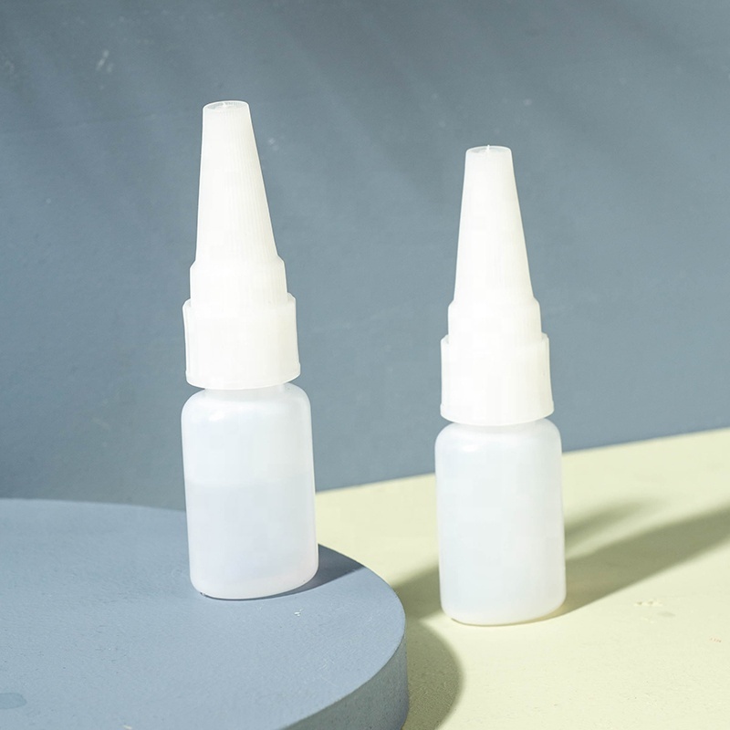 10ml Portable Quick-Drying Plastic Mini Glue Bottle Hdpe Cosmetic Semi Transparent Nude Squeeze Bottle