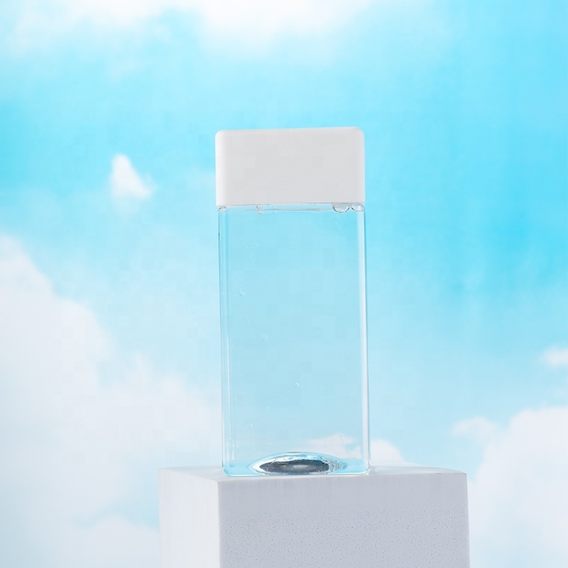 350ml Transparent Empty Square Plastic Lemon Juice Bottle With White Color Screw Cap