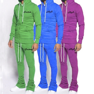 Latest 2023 Customized Design Men Slim fit Stacked Tracksuit/ Men Sweatsuit/ Custom made Men X Jogging Suit