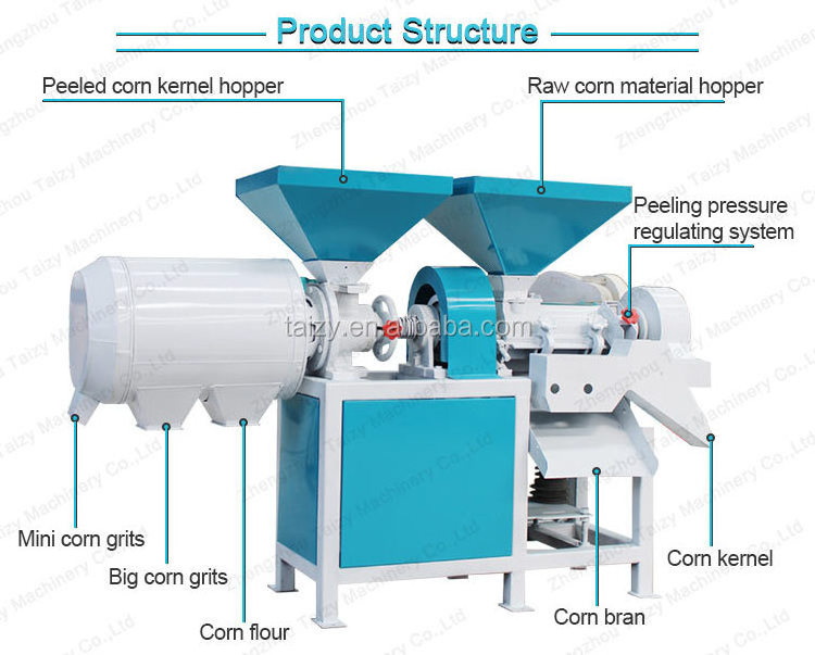 commercial maize peeling grit mill machine corn crushing grinder machine