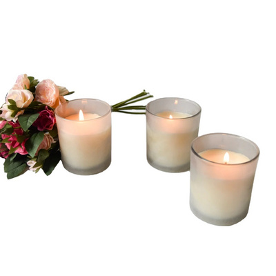 Handmade Best sell products 10oz Frosted Clear Sublimation Blanks Small Tealight Glass Candle Jar With Wooden Lid