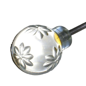 Glass Door Knob - Floral ( Clear Glass) Wardrobe Pulls Handle Brushed Brass Good Quality Black Customized Gold Light Anti