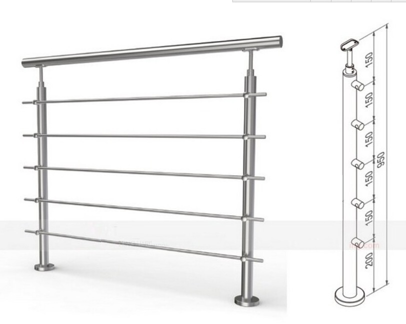 TAKA Customized S304/316 Pipe Balustrade Fence Post Stainless Steel Handrail