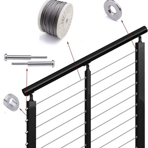 TAKA Assembled Weldless Stainless Steel Black Powder Coated Side Mount Surface Mount Posts Deck Stair Cable Railing Post