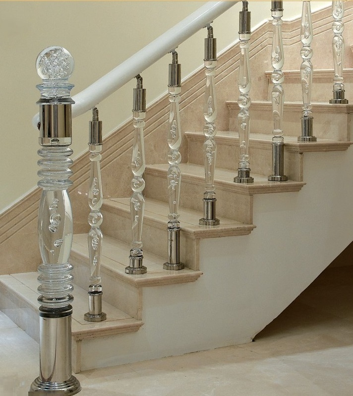 TAKA Crystal Modern Design Injection Molding Acrylic Stair Railing Post For Balcony/Staircase Baluster Railing