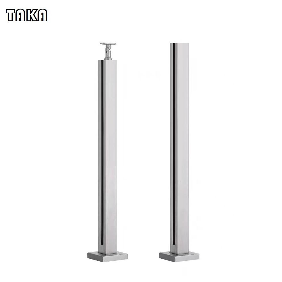 TAKA Stainless steel/aluminum stairs slot tube post for glass railing glass balustrade for balcony stair railing